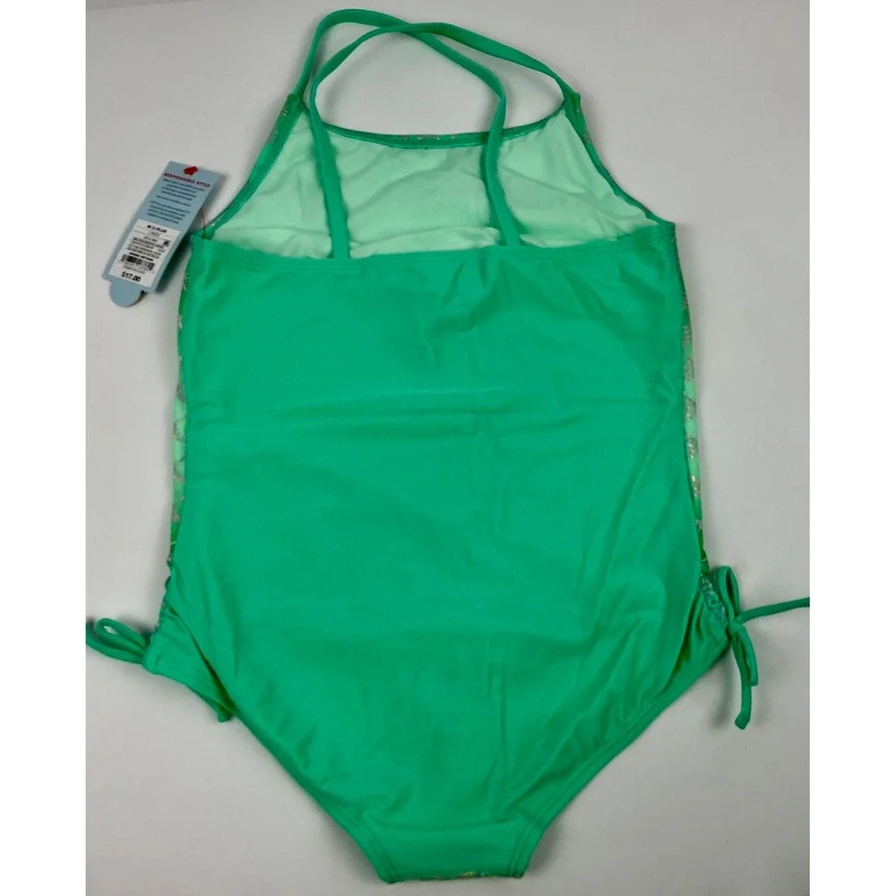 Cat Jack‎ Girls Mermaid Scale One Piece Swimsuit Green M8 Plus